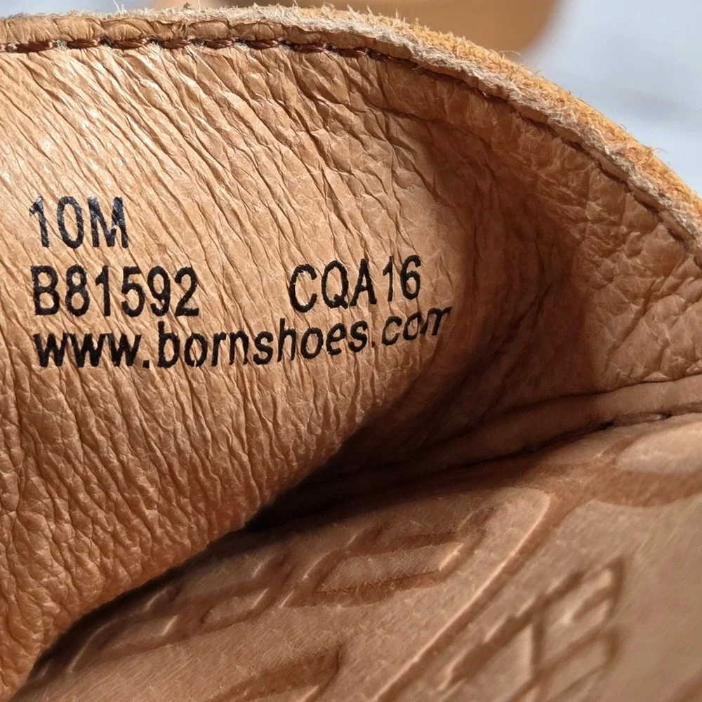 Born B81592 Platform Wedge Sandals Strappy Women 10 Tan Leather Cork